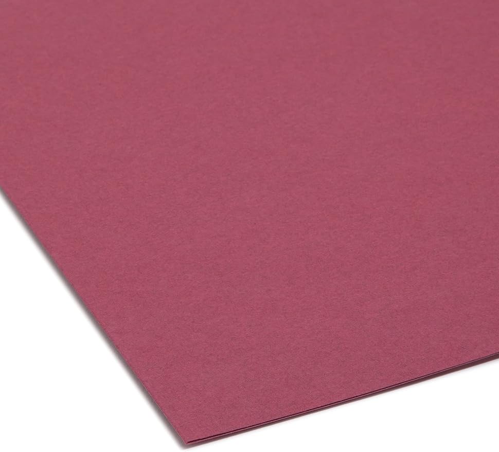 Smead Interior File Folder, 1/3-Cut Tab, Letter Size, Maroon, 100 per Box, Expandable File Folders for Filing Cabinet