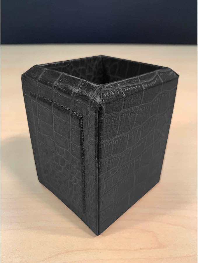 Dacasso Black Crocodile Embossed Leather Pencil Cup