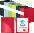 Henoyso 12 Pcs 1.5" 3 Ring Binders, Colored Binders, Multicolored | Flexible Soft Binders, for Office School Business, Fits Letter Size 8.5'' x 11'' Paper, Holds 100 Sheets with 2 Pockets