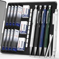 WUO 0.5 mm Mechanical Pencils with Eraser Pen Storage Case, 4 PCS