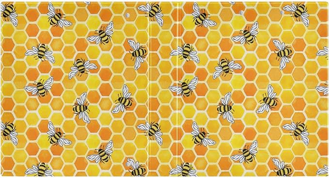 Yellow Beehive Bee Binder 1.5 Inch Binder with Clipboard&Pockets, Honeycomb Hardcover Binders 3 Ring, Honey Bees Heavy Duty Large File Folder for Office School Supplies - Holds 200 Sheets