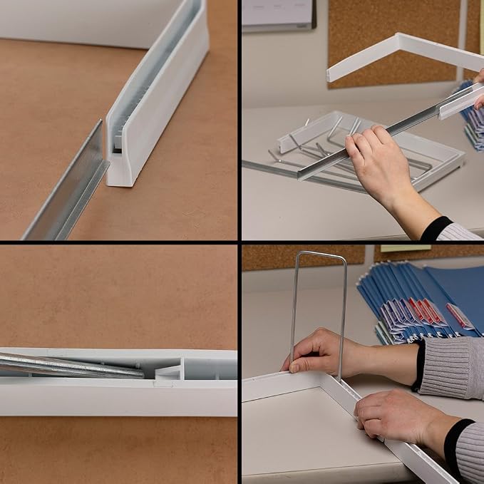Smead Hanging File Folder Frames, Adjustable, 13” W x 9.25” H x 16”-24” L, White and Silver, Letter Size (64851) (White and Si)