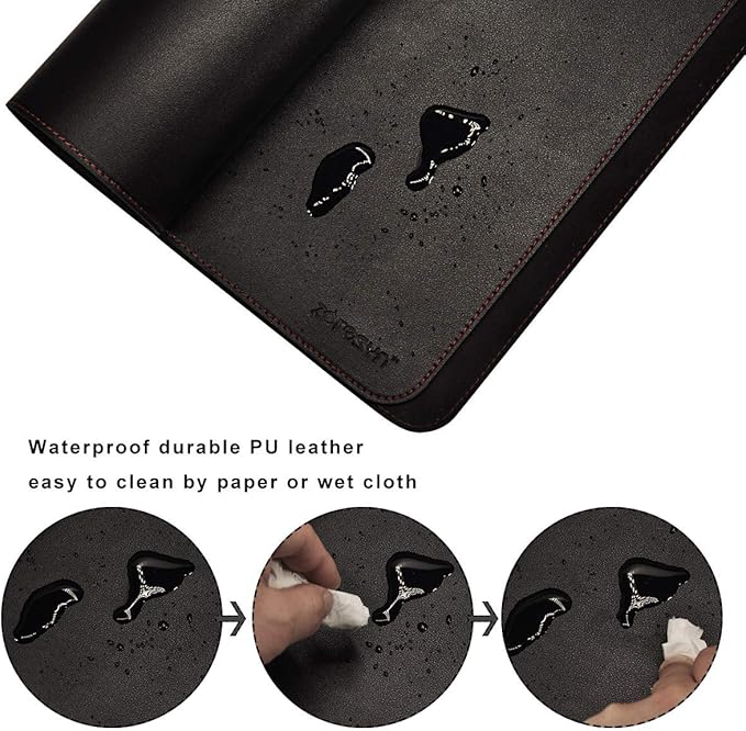 ZORESYN Large Leather Desk Pad 47.2"x23.6", PU Leather Desk Blotter for Office, Non-Slip Waterproof Mouse Pad Mat for Keyboard Laptop, Extra Large Desk Protector (Black)