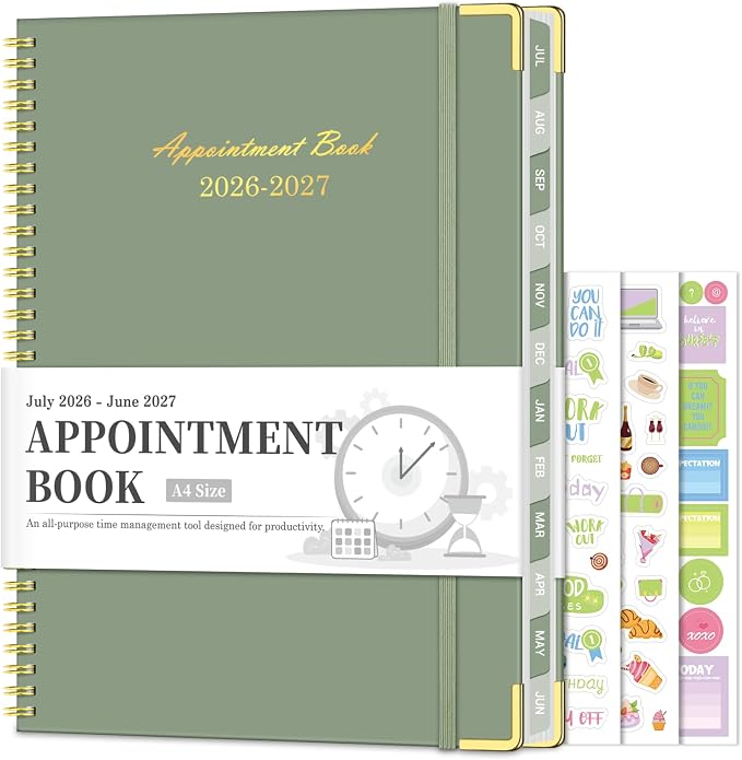 Appointment Book 2026-2027, 30-Minute Interval Hourly Planner, 8.5"×11"