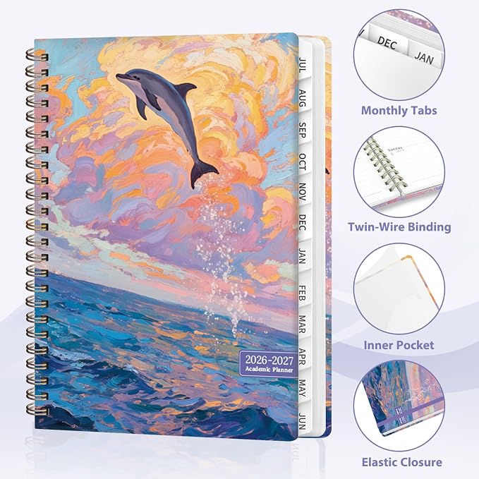 Planner 2026-2027, Weekly and Monthly Academic Year Calendar Planner, July 2026 - June 2027, Daily Agenda Book for Office School Supplies, A5(6.3'' x 8.5'')