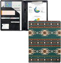 Dreaweet Navajo Print Padfolio Leather Portfolio Organizer Binder for Women Men Interview Resume Folder Legal Document Business Card Holder with Letter Sized Notepad
