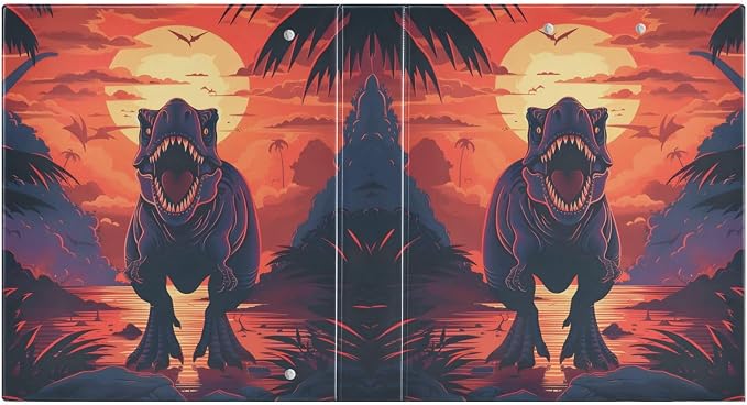 3 Ring Binder Dinosaur 1.5" Round Ring Binders View Binder with 200 Sheet for Women Men Office Kids School Supplies, 1 Pack