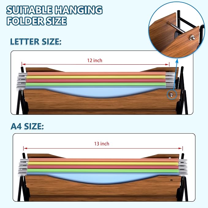 LUCYCAZ File Organizer for Desk,Desktop File Paper Organizer | 4 Tier Wood Desk Organizer for Hanging File Folders Letter Size or A4 Size for Office School and Home, Black