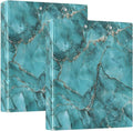 Teal Marble Pattern 3 Ring Binder 1.5 Inch 2 Pack with 200 Sheet for Kids School Supplies Women Men Office