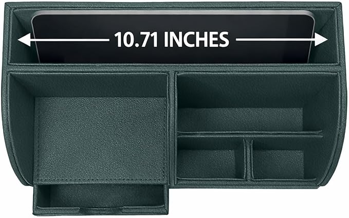 UnionBasic Desk Organizer - Multifunctional Leather Desktop Pen Holder Storage Box - Business Card/Pen/Pencil/Mobile Phone/Stationery Holder, Dark Ivy
