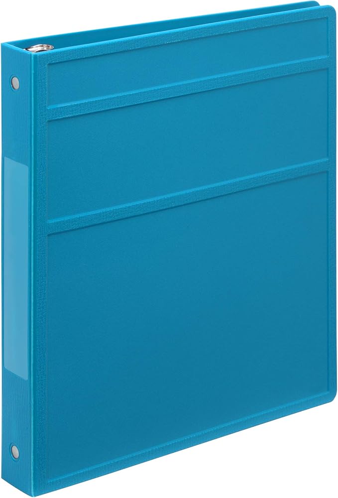 Carstens 1-Inch Heavy Duty 3-Ring Binder - Side Opening, Pool Blue, Durable Plastic, Precision No-Gap Rings, Waterproof Cover, No Pockets, Holds 125 US Letter Sheets, BPA-Free, Made in USA (8714-3R)