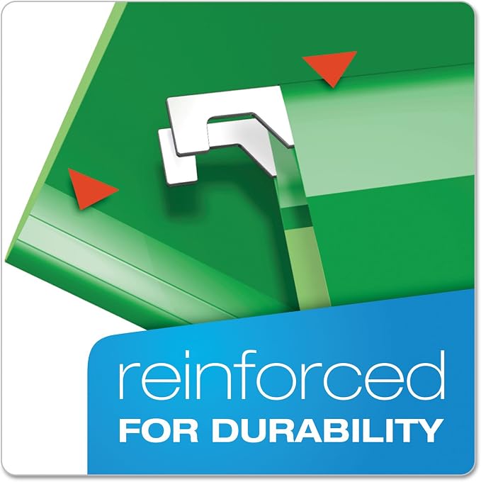 Pendaflex 04152X2 BGR Extra Capacity Reinforced Hanging Folders, Bright Green