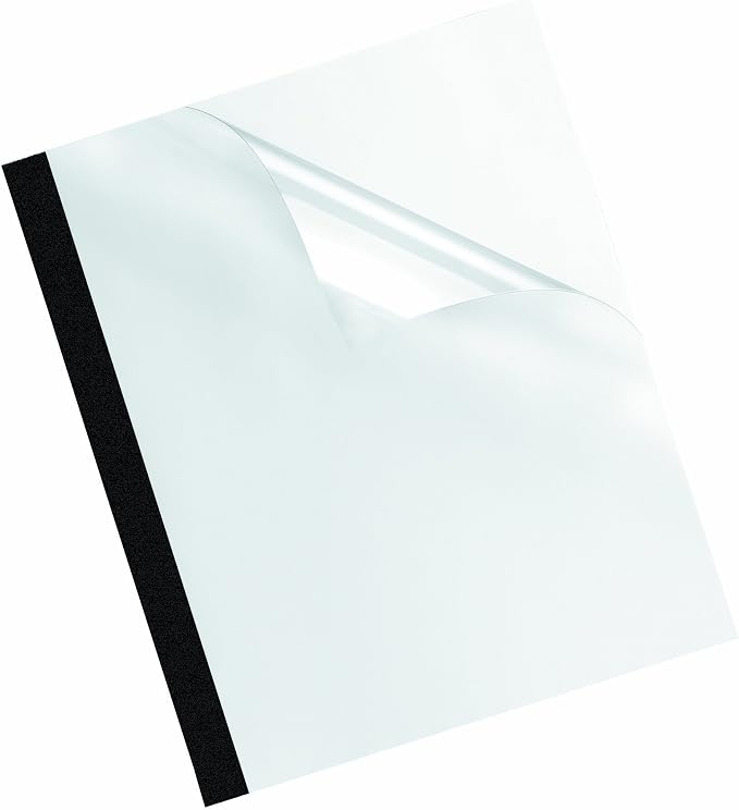 Fellowes Thermal Presentation Covers, 3/8-Inch, Transparent Front, Linen Textured Black Back, 10 per Pack (5256101)