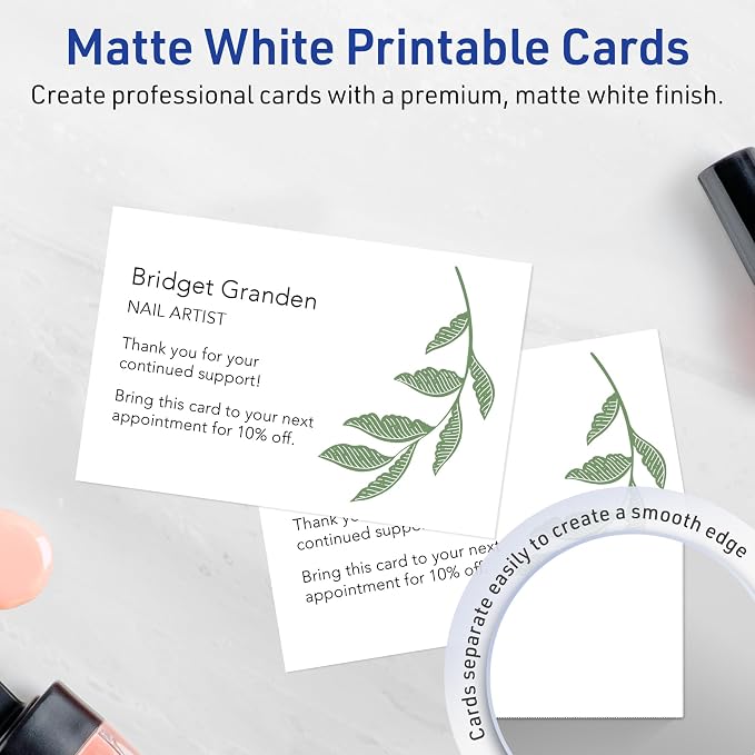Avery Printable Rectangle Cards, Sure Feed Technology, 5" x 7", Matte White Cardstock, Laser/Inkjet Printable, 50 Total, Great for Invitations and Thank You Messages