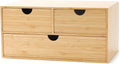 Bamboo Desk Organizer with Drawers, 3-Drawer Desktop Storage Box | 3 Drawers Open Top Tray Fully Assembled Stores Pens, Notes, Makeup, Jewelry & Toiletries for Office, Vanity & Bath