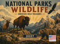 National Parks Wildlife Vintage Travel Poster Calendar 2027 Monthly Wall Calender 12 Month