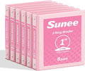 SUNEE 1 Inch Binders 3 Ring 6 Pack, Clear View Three Ring Binder PVC-Free (Fit 8.5x11 Inches) for School or Office Supplies, Pink