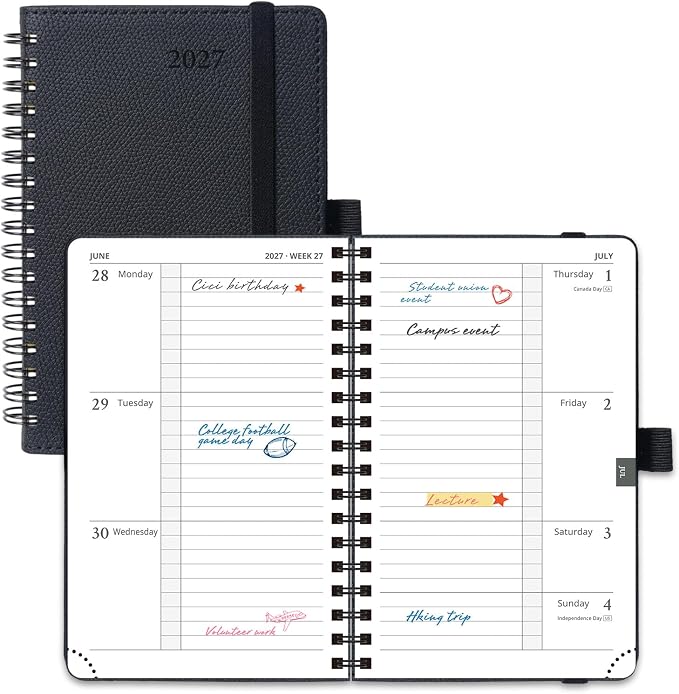 POPRUN 2027 Pocket Calendar, 4" x 6.25" Small Weekly Planner, Mini Agenda
