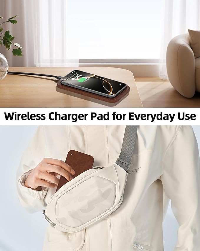 Valet Tray with Wireless Charger, Nightstand Organizer, Leather Desk Drawer Organizer Tray with 7 Compartments for Jewelries, Watch, Key, Wallet, Phone, Brown