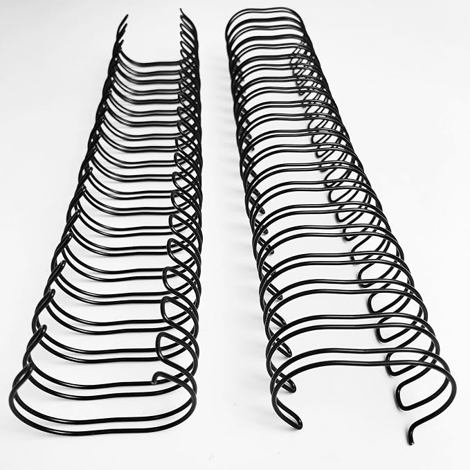 Metal Double Loop Wire Binding Spines, 1-1/4 Inch, 2:1 Pitch, Black 50 Pack | Wire Binding Spines for Letter Size, 21-Loop, 250 Sheet Capacity, for Reports, Manuals and Projects