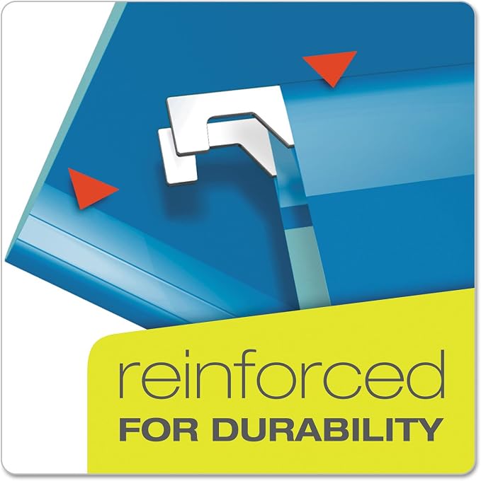 Pendaflex Extra Capacity Hanging File Folders, Letter Size, Reinforced, 2 Inch Expansion, Assorted Colors, 25 Per Box (4152X2 ASST)