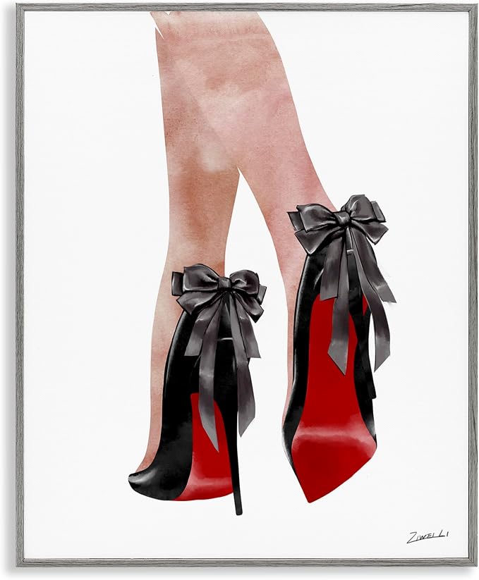 Glam Fashion Bow Heels Still Life, 11 x 14 Inch Framed Giclée Print