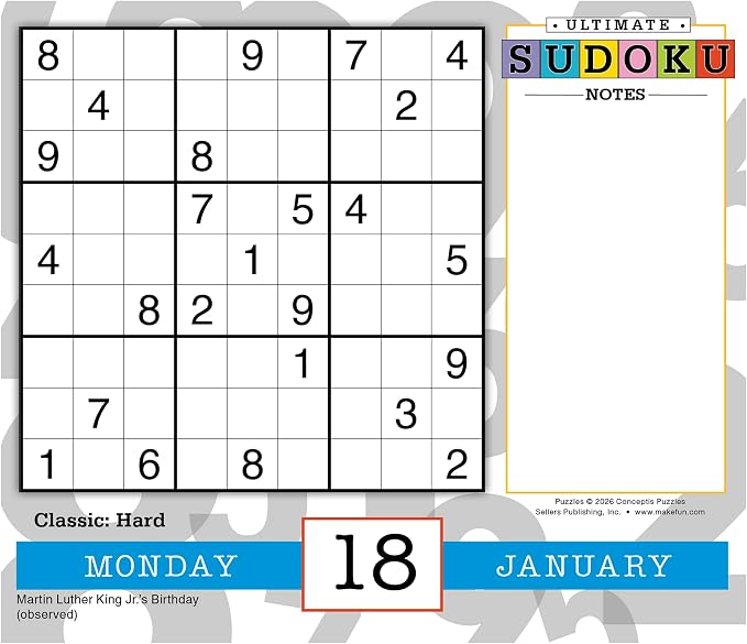 Ultimate Sudoku 2027 Daily Desk Calendar: Boxed Page-a-Day Puzzle Calendar with Day-to-Day Classic, Irregular, Multi, Odd/Even, Diagonal & Sum Variants
