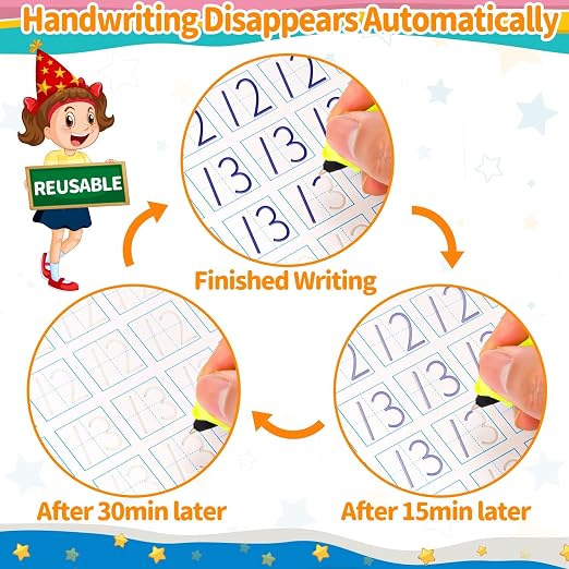 Large Magic Grooved Writing Practice Book-Reusable Handwriting Practice for Kids 8-10- Pre k workbooks