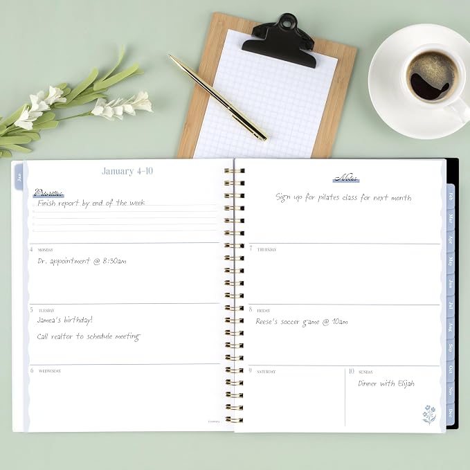 Mead Cambridge 2027 Planner, Weekly & Monthly, 8.5" x 11", Cherrywood Lane, Black Botanicals (CL22-905-27)