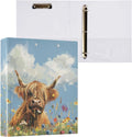 JIPONI 3 Ring Binder A Cute Highland Cow 1 Inch Round Binders for Men Women Students, Cute File Organizer for Office School, 1pc