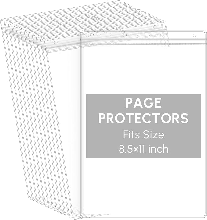 Sinload 20 Pcs Heavy Duty Sheet Protectors 8.5 x 11 Inch Job Ticket Holder Waterproof Resealable Zip Page Wall Sign Holder Clear Dry Erase Document Sleeve Magazine Protector Vertical(13.2 x 8.75 Inch)