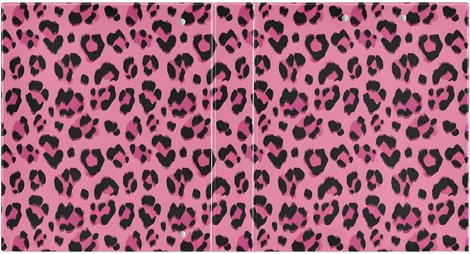 3 Ring Binder Hot Pink Black Leopard Print 1.5" Round Ring Binders View Binder with 200 Sheet for Kids School Supplies Women Men Office, 1 Pack
