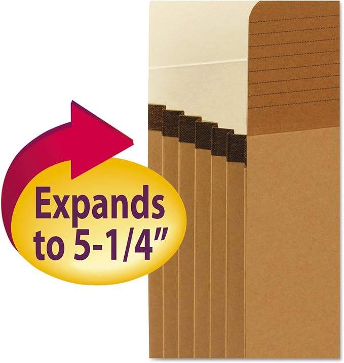 Smead Easy Grip® File Pocket, Straight-Cut Tab, 5-1/4" Expansion, Legal Size, Redrope, 10 per Box (73211)