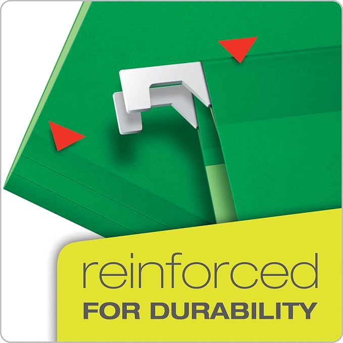 Pendaflex Reinforced Hanging Folders, Legal Size, Bright Green, 1/5 Cut, 25/BX (4153 1/5 BGR) (Pack of 2)
