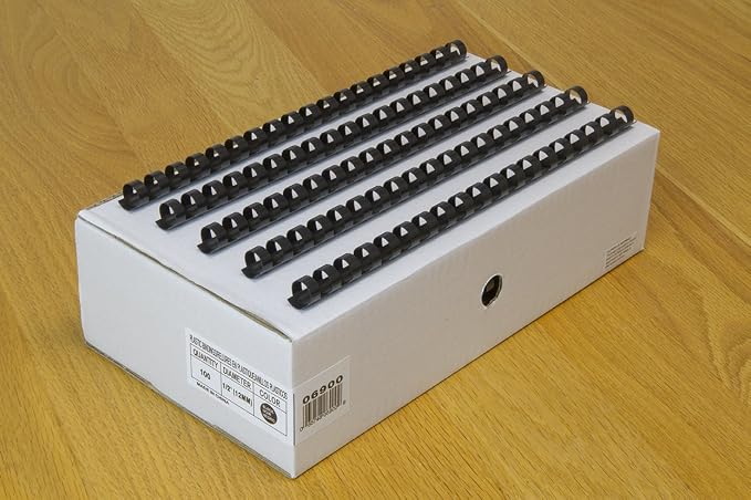 USI Black Plastic Binding Combs, 19 Hole, 0.5 Inch, 84 Sheet Capacity, 100-Pack