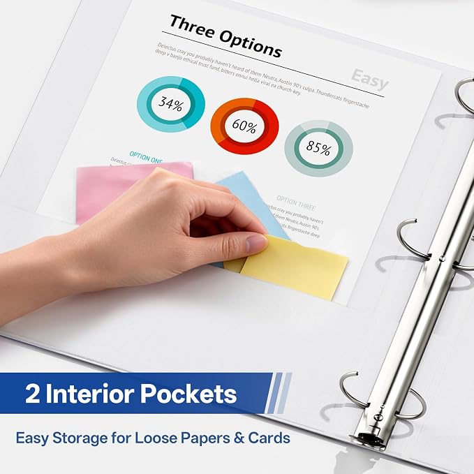 GNL 2 Inch 3 Ring Binders Economy 8 Packs White, 2" Three Ring (Fits 450 Sheets of 8.5x11 Paper) Clear View PVC-Free & Non-Stick for School or Office Supplies