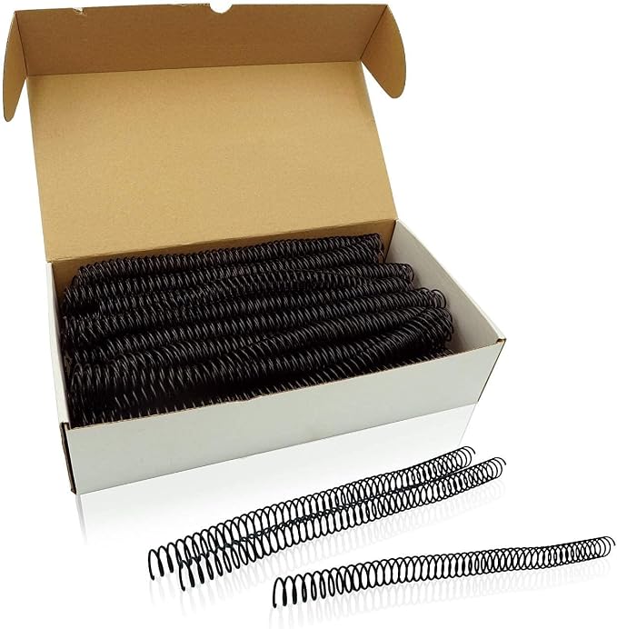 Binditek Plastic Spiral Binding Coils, 16 mm, 4:1 Pitch, Black, 100 Pack | Coil Binding Spines, 5/8", 140 Sheet Capacity, 48 Loops, for Letter-Size Reports, Presentations, School and Office Projects