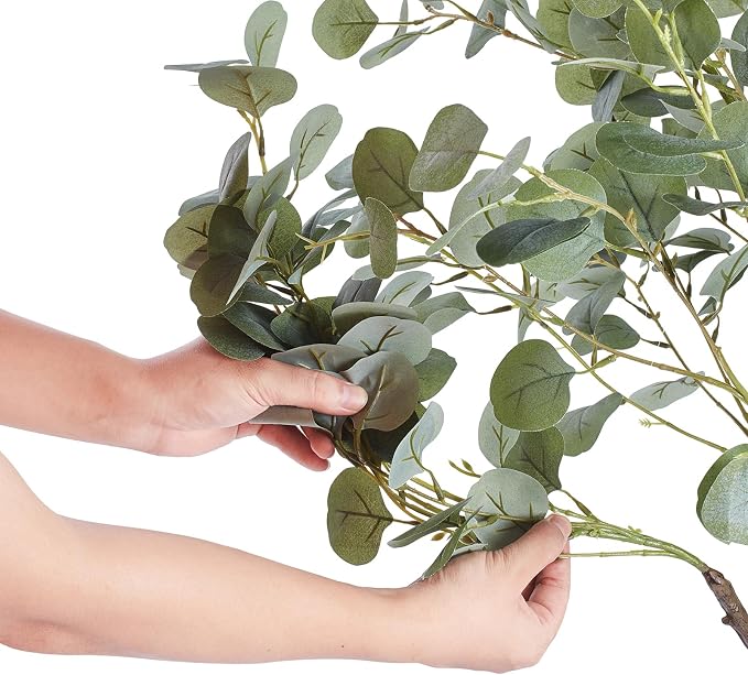 VEVOR Artificial Eucalyptus Tree, 6 FT Faux Plant, Secure PE Material & Anti-Tip Tilt Protection Low-Maintenance Plant, Lifelike Green Fake Potted Tree for Home Office Christmas Decor Indoor Outdoor