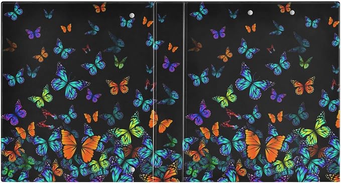 Butterfly Black Round Ring Binders 1.5 Inch Orange Purple Turquoise 3 Ring Clipboard Binder for Office School Work Supplies File Folder Document 200 Sheet Capacity Easy Open 2 Pieces