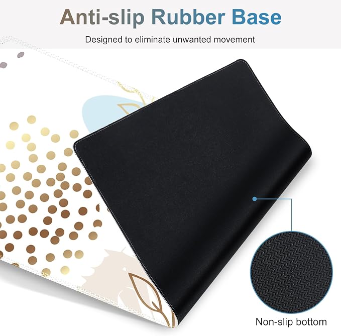 Large Gaming Mouse Pad Set, 4 in1 Ergonomics Keyboard Desk Mat with Memory Foam Wrist Rest, Computer Extended Game Mousepad, Non-Slip Desk Pad Matt Easy Typing Pain Relief I Art Modern Blue