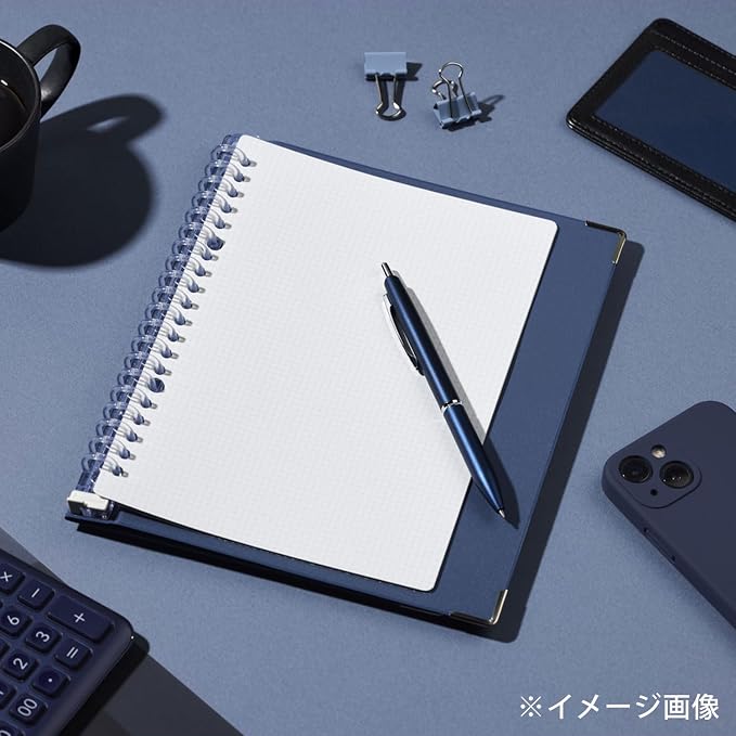 Maruman YOUANCE 20-Ring Binder, Holds 70 Sheets, A5 5.83"x8.27", Navy | Durable Vinyl Cover, Storage Pocket, Includes 10 3mm Graph Paper Sheets & Clear Sheet Protector, Made in Japan