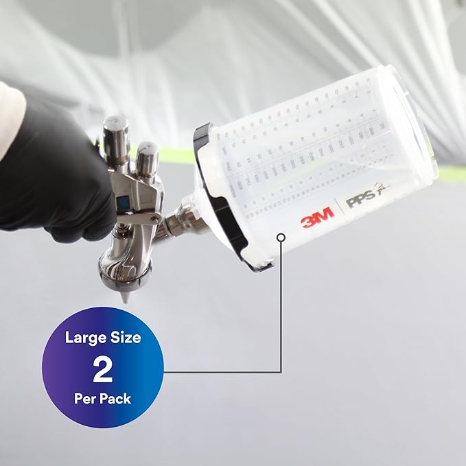 3M PPS 2.0 Spray Gun Cups, 26023, Large, 28 Ounces, Furniture, 2 Pack | Use with Paint Gun and PPS 2.0 Lids and Liners to Paint Cars; House and More