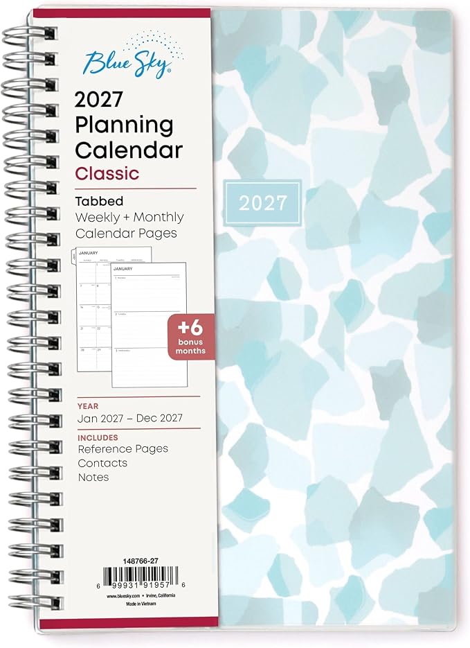 Blue Sky 2027 Weekly & Monthly Planner Calendar, 5"x8", Amitza