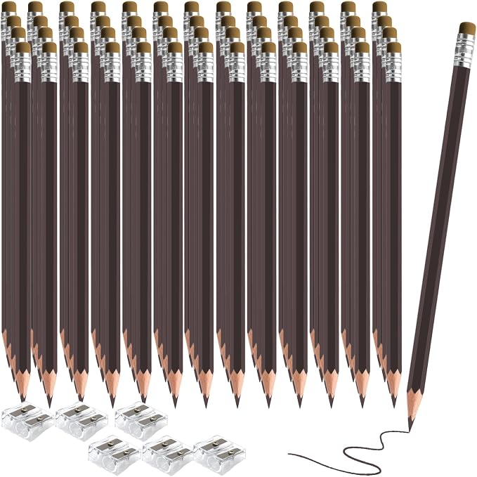 120 PCS Brown Colored Pencils with Eraser Pre Sharpened Pencil 2 HB - Ideal for Checking, Grading, Tests & Office/School Supplies (Brown)