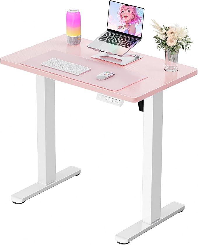 ErGear Height Adjustable Electric Standing Desk, 32 x 19 Inches Sit Stand up Desk, Memory Computer Home Office Desk, Pink