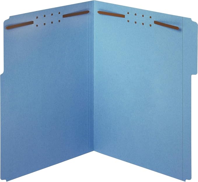 Pendaflex Fastener Folders, 2 Fasteners, Letter Size, Blue, 1/3 Cut Tabs in Left, Right, Center Positions, 50 per Box (22040GW) (Pack of 5)
