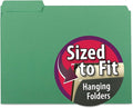 Smead Interior File Folder, 1/3-Cut Tab, Letter Size, Green, 100 per Box, Expandable File Folders for Filing Cabinet