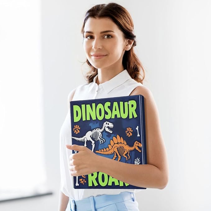 Dinosaur Roar Round Ring Binders 1.5 Inch Dragon Dino Skull 3 Ring Clipboard Binder for Office School Work Supplies File Folder Document 200 Sheet Capacity Easy Open 2 Pieces