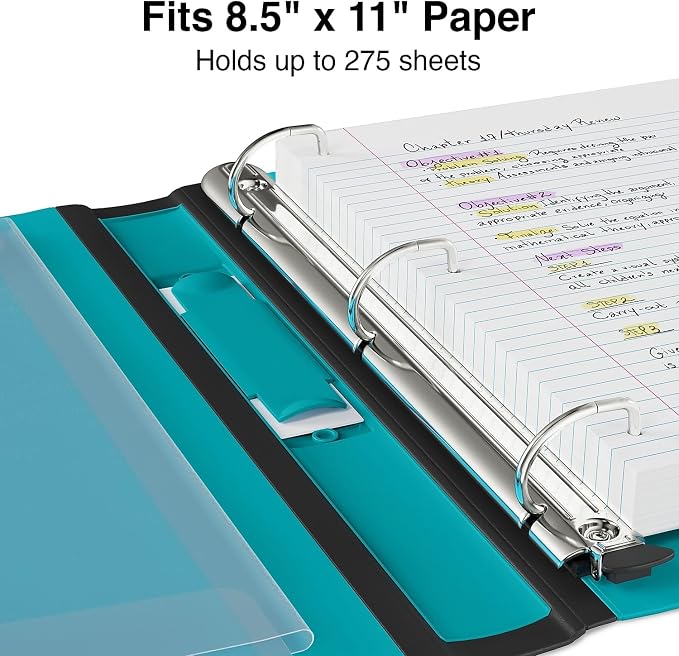 Staples Better Binder, 1-Inch 3-Ring View, Teal, 3-Pack | Durable binder for everyday organization in office, school, and home.