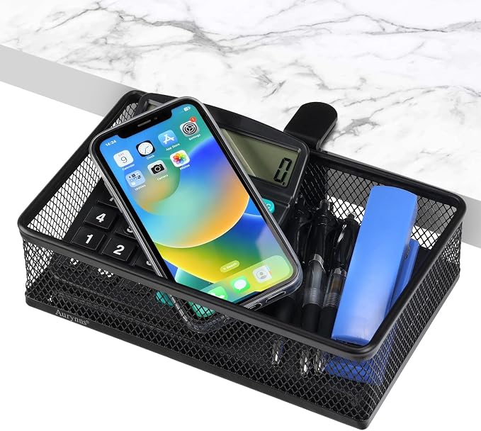 Under Desk Drawer, Clamp on Desk Organizer Under Table Hanging Desk Storage | 2 ways to clamp on: desk side or leg. Under desk organizer, clamp on desk drawer, basket hanging under table shelf, no-drill